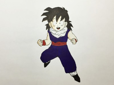 Dibujando y coloreando a Gohan niño - Drawing and coloring Kid Gohan Dragon Ball Z