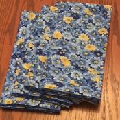 Dinner Napkins - Vintage Design - "Free Shipping" -  Cloth Dinner Napkins  - Blue and Yellow Floral Design -Handmade