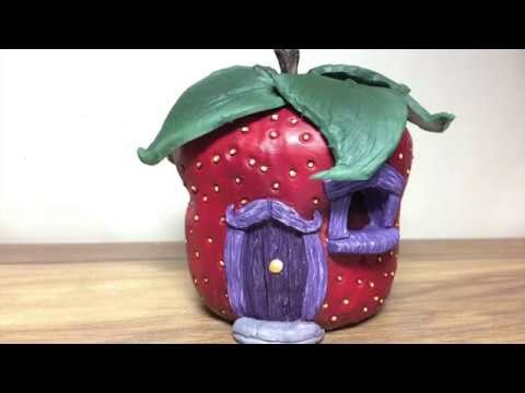 DIY DAS Paper Clay Strawberry Fairy House Night Light Lantern , How To Make