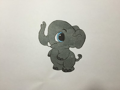 Drawing and coloring a Baby Elephant - Dibujando y coloreando a un Elefante Bebé