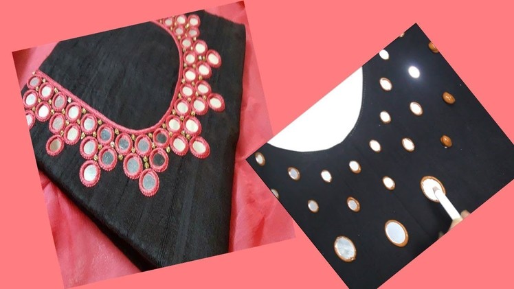 Embroidery Mirror Work  For Round Neck Kurti. Kurta. Chudidar (DIY) Very Easy To Make