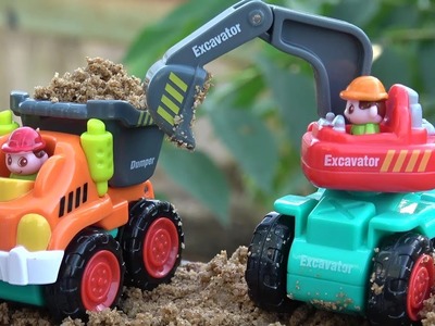 Excavator, Cement Mixer, Bulldozer, Road Roller, Dumper | Construction Trucks Songs for Children