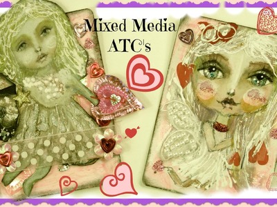 Fairy Doll Mixed Media Art | Valentines ATC's | Watercolor | Acrylic
