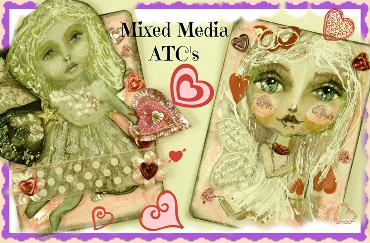 Fairy Doll Mixed Media Art | Valentines ATC's | Watercolor | Acrylic