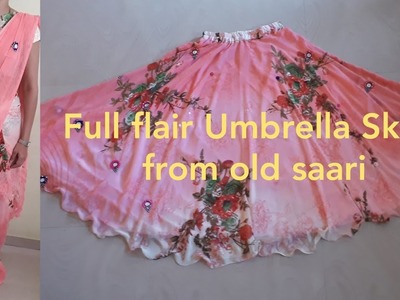 Full flair Umbrella Skirt with elastic  From old saari Diy.