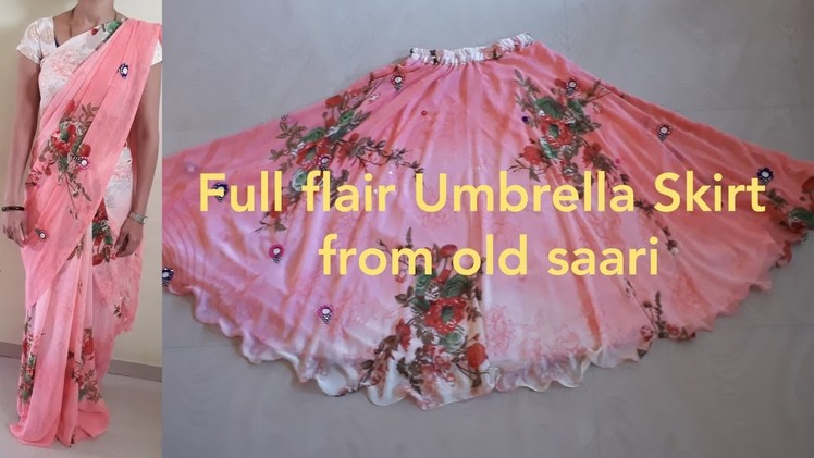 Full flair Umbrella Skirt with elastic  From old saari Diy.