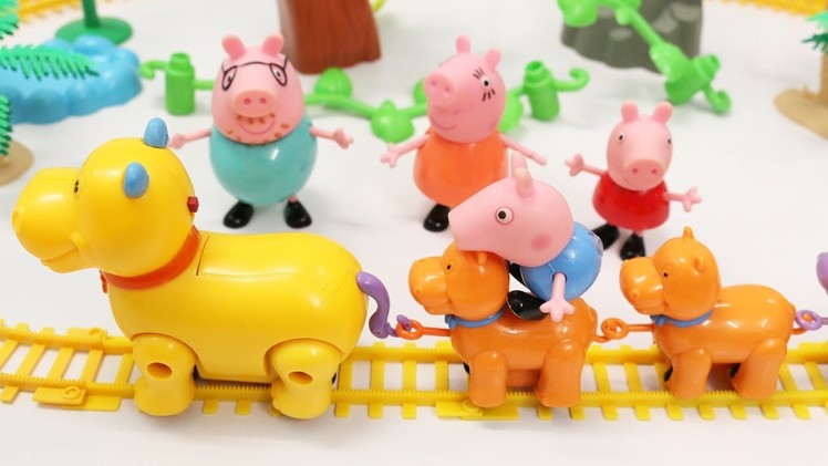Hippo Animal Train Toy Peppa Pig Video for Children Toddlers