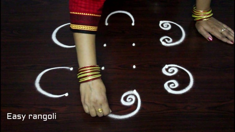 How to draw simple rangoli art designs with dots || simple kolam designs || easy muggulu rangoli