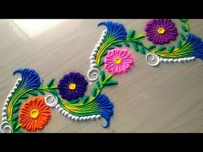 How to make easy and simple.unique border rangoli designs by Jyoti Rathod,rangoli,festival rangoli d