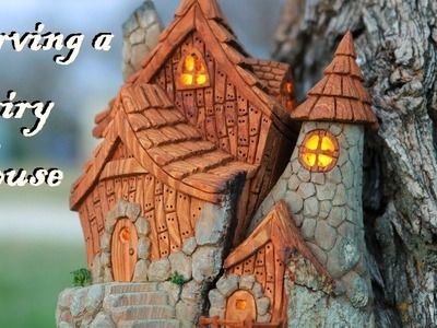 I carve a Fairy house from Cottonwood bark