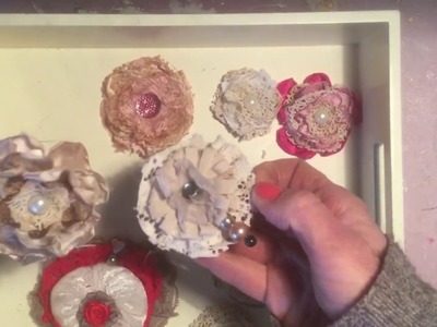 Lace fabric flowers for junk journals - Tutorial