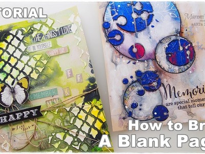 Let's Break A Blank TEXTURE Page Mixed Media Art Journaling part9 ♡ Maremi's Small Art ♡