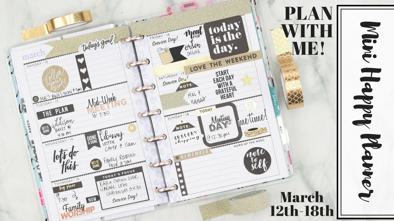 MINI HAPPY PLANNER Plan With Me! | Gold Vibes! March 12th- 18th | At Home With Quita
