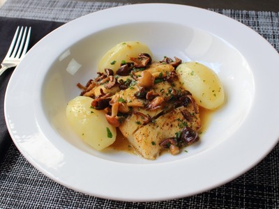 Pan-Roasted Halibut with Mushrooms & Lemon Butter Sauce - Fast & Easy Halibut Recipe