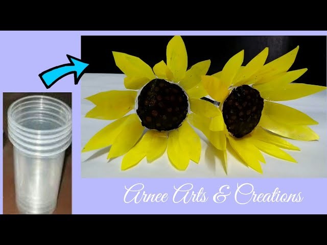 Plastic glass Sunflower  II Unique DIY II Best from waste
