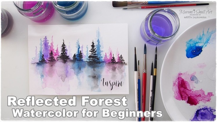 Reflected Forest Watercolor for Beginners ♡ Maremi's Small Art ♡