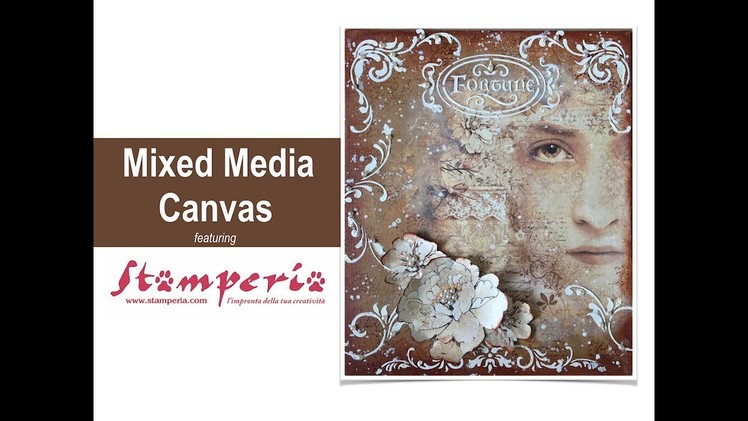 Vintage Mixed Media Canvas with Stamperia