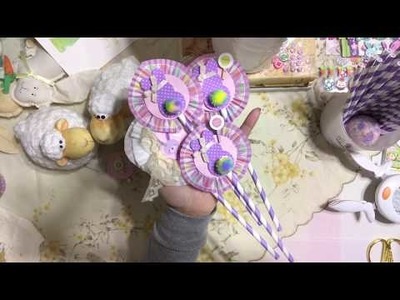 #8 Easter ???? Day Series 2018 -  DIY Bunny Cupcake Liner Wand -  Rosette Embellishments Tutorial