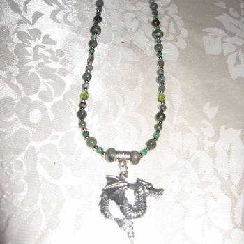 Bumblebeads Brand New Handmade and Original Green Dragon Drop Necklace