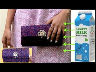 CLUTCH PURSE MADE FROM MILK CARTON | Best out of waste