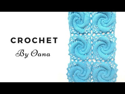 Crochet 3D spiral into square by Oana