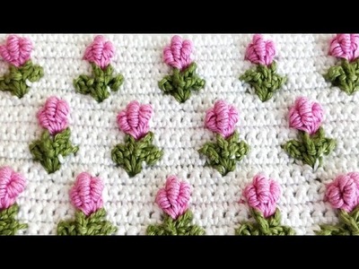 Crochet Bullion Stitch Rose Bud Pattern. Easy and quick