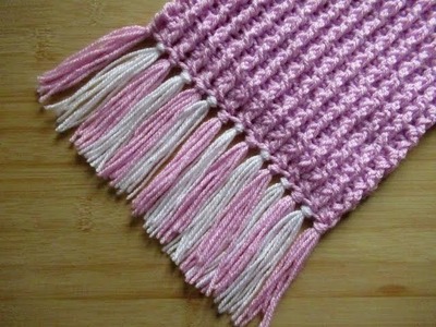 Crochet Scarf tutorial Fringed scarf Ribbed Easy with Tassels