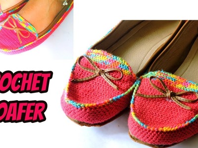 Crochet shoes with old shoes || How to crochet Loafer || DIY Crochet shoes at home ||