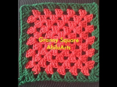 DIY - crochet - Granny Square - simple square - English- tutorial