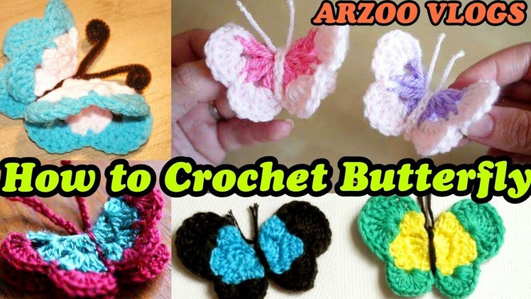 DIY Crochet Tutorial Butterflies | How to Crochet simple Butterfly | woolen crafts | ARZOO VLOGS