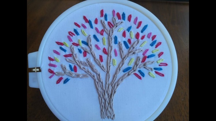 DIY Embroidery Designs for Beginner - How to Embroider a Colorful Tree + Tutorial !