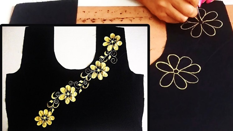 DIY : How to make Golden Daisy on Fabric | Creative Fabric Designs| Designer Kurtis