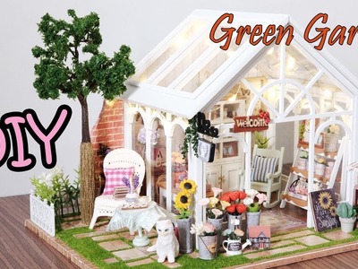 DIY Miniature Dollhouse Kit || Green Garden ( with full furniture and light )