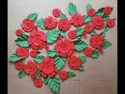 DIY Paper Flower & Leaves - Easy to Make Paper Art for Wall Decoration