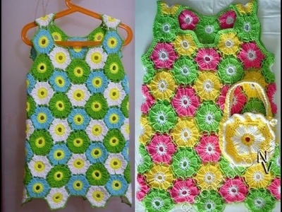 Easy crochet colorful summer dress for girl free pattern