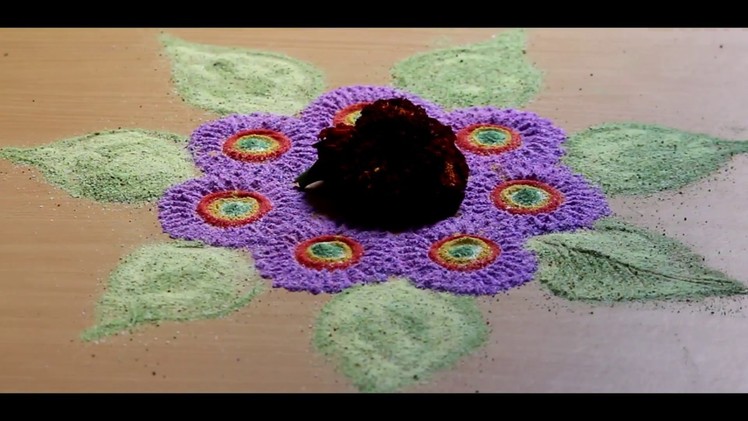 Easy Rangoli -( ससुराल गैंदा फूल )Sasural Gainda Fool Rangoli 2018 | रंगोली बनाना सीखें |