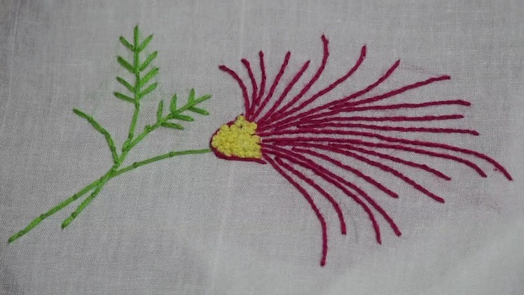 Hand Embroidery : Flower Embroidery : Whipped Back Stitch & French Knot