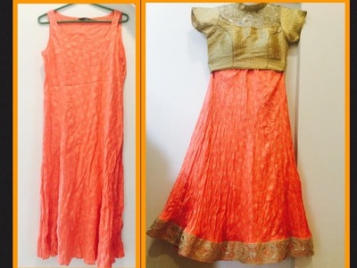 HOW TO CONVERT ANARKALI TOP INTO MAXI SKIRT | LEHENGA | DIY SKIRT