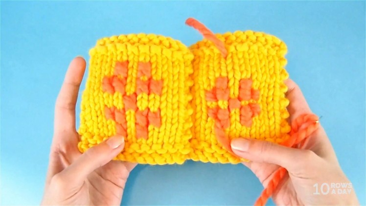 How to cross stitch on knitting