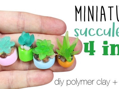 How to DIY 4-in-1 Miniature Succulents Polymer Clay.Resin Tutorial