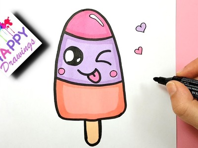 How To Draw A Cartoon Popsicle Cute and Super Easy