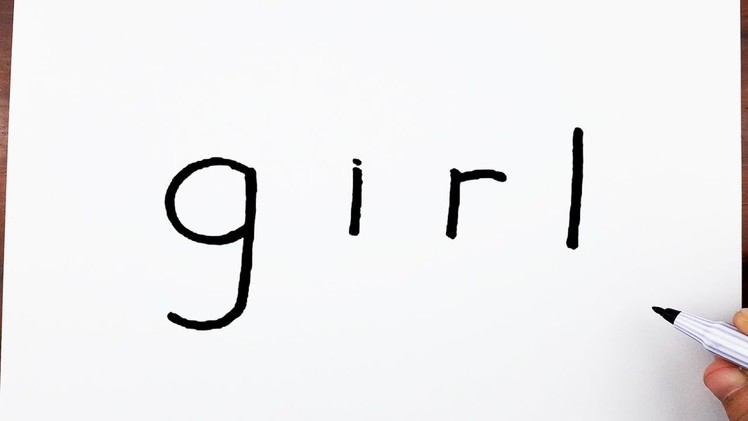 How To Draw A Girl Using The Word Girl - Drawing doodle art on paper