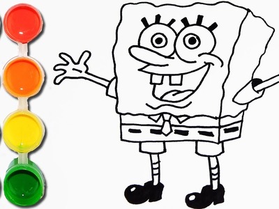 How to Draw & Color spongebob squarepants | Drawing & Coloring Learning | Toddlers Lids learn Colors