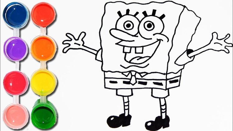 How to Draw & Color spongebob squarepants | Drawing & Coloring Learning | Toddlers Lids learn Colors