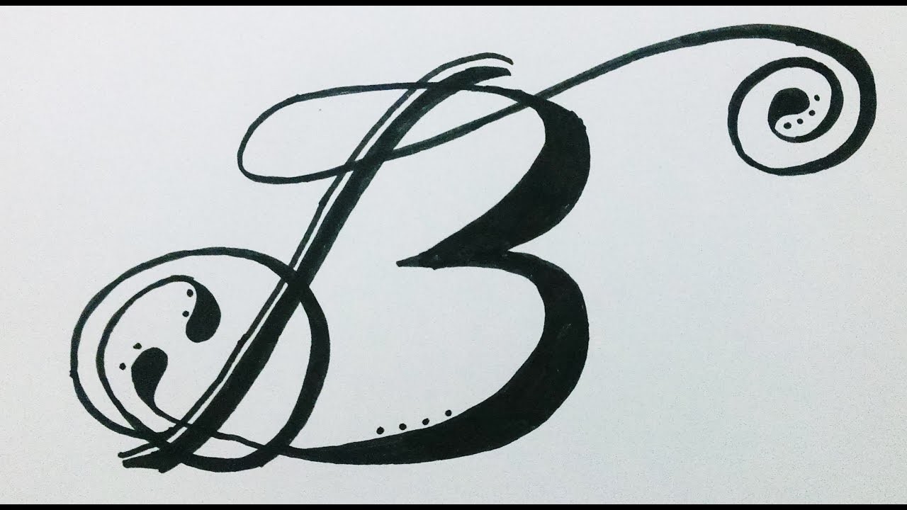 How To Draw.design Alphabet B In Swirled Letter.Fancy Letter