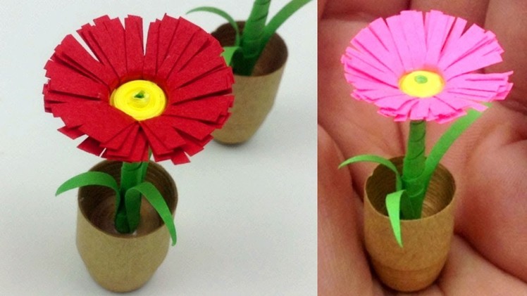 How to Make 3D Flower Pot With Paper !!! DIY: Quilling Miniature 3D Flower Pot !!! Ezzy Crafts DIY