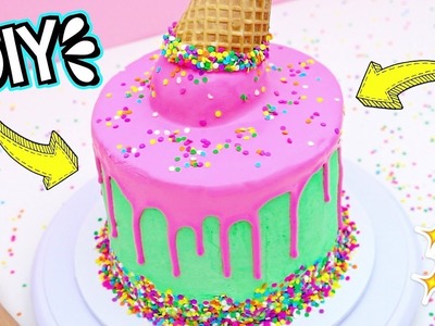 HOW TO MAKE A ICE CREAM CONE DRIP CAKE! Easy DIY Cake Tutorial For Beginners!