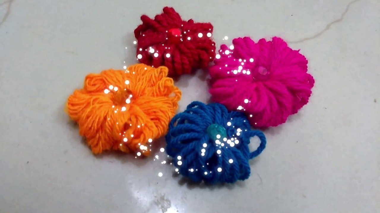 how to make woolen thread flowers