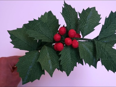 How To Make Holly From Paper Crepe - DIY Paper Tutorial