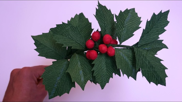 How To Make Holly From Paper Crepe - DIY Paper Tutorial